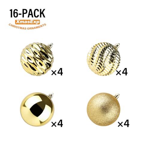 image for XmasExp 16ct Christmas Balls Ornaments - Shatterproof Large Hanging Ba