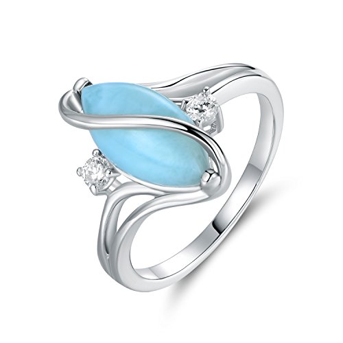 Barzel Rose Gold & White Gold Plated White Fire Opal Created & Cubic Zirconia Accents Ring (White Gold Larimar, 8)