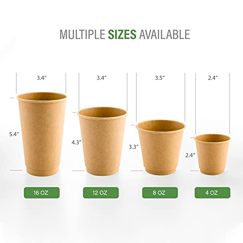 Image of Restaurantware 16-Ounce Disposable Cups, Pack of 500 Double Wall Hot Cups - Lids Sold Separately, Rippled Wall and Kraft Paper Insulation, Ideal for Serving Coffee, Hot Chocolate, Tea, and More