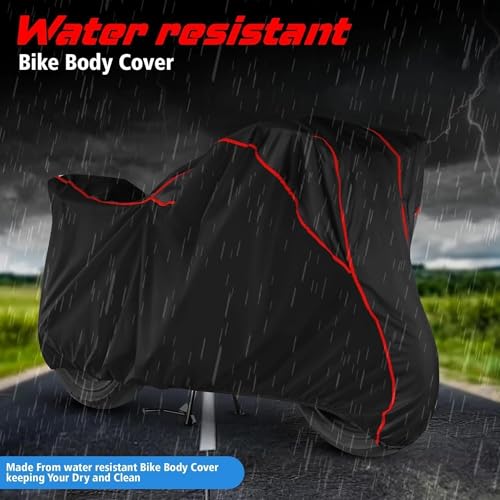 Image of Water Resistant Bike Cover Dustproof UV Protection Bike Body Cover for Honda SP 125 All-Weather Protection with Red Piping - Black