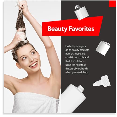 Bar5F 33.8oz 3-Pack Large HDPE Plastic Bottles with 9 Caps in 3 Styles | Pump, Squeeze, Squirt | Shampoo, Conditioner, Condiments, Ketchup, Bleach, Cleaners, Alcohol, Food Safe | BPA-Free, 1 Liter3