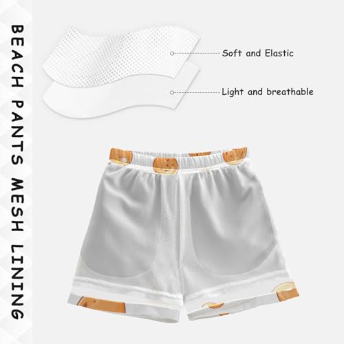 Pigsaly Boys' Swim Board Shorts Funny Capybara Oranges Boy's Swim Trunks Kids Swimwear XS4