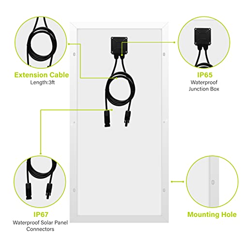 Newpowa 50W Solar Panel 50W(Watts)12V(Volts) Monocrystalline Pv Module High-Efficiency Battery Maintainer Power For Battery Charging Of Boat Rv Camper Suv And Other Off-Grid Applications #TOP3