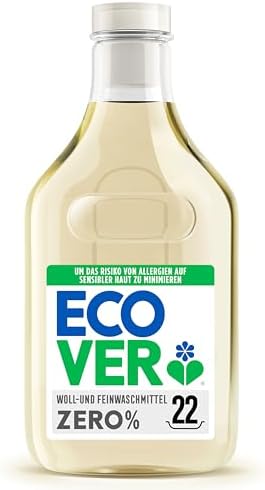 Ecover Non-Bio Zero Wool and Mild Detergent, Liquid Detergent, Mild Detergent for Allergy Sufferers and Sensitive Baby Skin, 22 Loads, 1 Litre