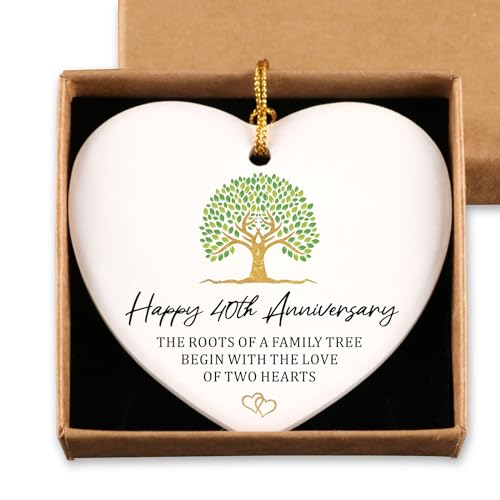 Product Image of the 40th Anniversary Marriage Gifts for Couple Ornament Keepsake Sign Heart Plaque Happy 40th Anniversary Ideas Gift for Couple 40 Year Anniversary Wedding Gifts for Her Him Husband Wife