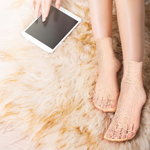 Geyoga 12 Pairs Women's Lace Ankle Socks Mesh Lace Fishnet Ankle Socks for Accessories Dress4