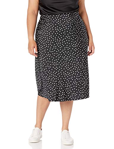 The Drop Women's Maya Silky Slip Skirt, Black/White Polka Dot Print, S #TOP2