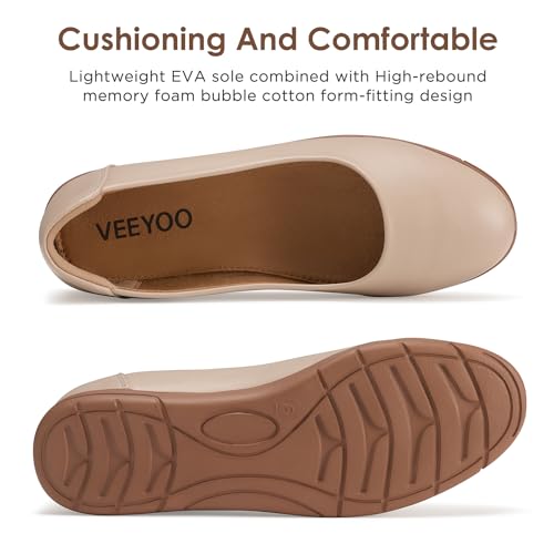 VEEYOO Women's Comfortable Ballet Dressy Flats, Round Toe Slip On Flats Dress Work Shoes for Business Casual2