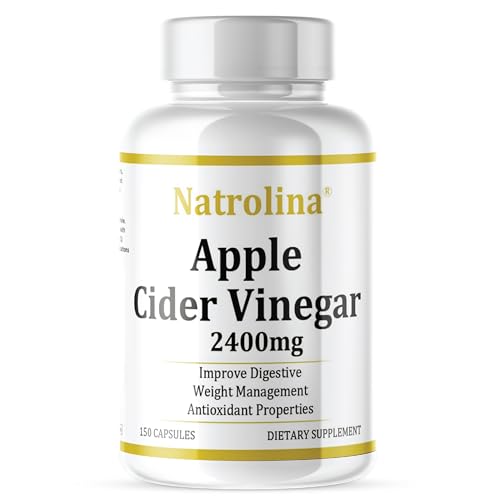 Natrolina Apple Cider Vinegar 2400mg - 150 Capsules | ACV Supplement for Weight Management Immune Health | Non-GMO Gluten Free Supplement
