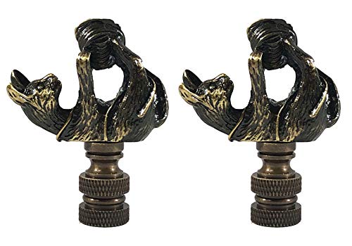 Image of Royal Designs, Inc. Playful Cat Finial for Lamp Shade, F-5077AB-2, Antique Brass - Pack of 2