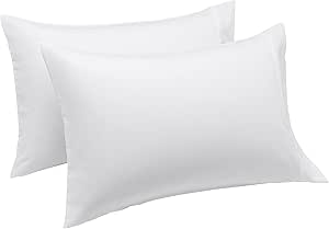 Amazon Basics Lightweight Super Soft Easy Care Microfiber Pillowcase, King, 2 Count, Bright White, 40" L x 20" W, Pillow Not Included