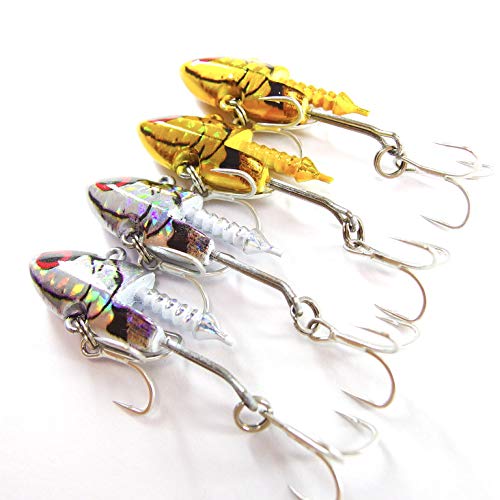 【momoルアー】 モモルアー シーバスルアー MVS-16 MVS-22 MVS-28 メタルバイブレーションシャッド ジグヘッド シャッドボディー (16g シルバー&ゴールドヘッド4個) 4枚目