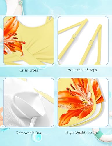 Image of Girls Swimsuit 3 Piece Bathing Suit Criss Cross Bikini Set Girls' Swimwear with Shorts 7-16T