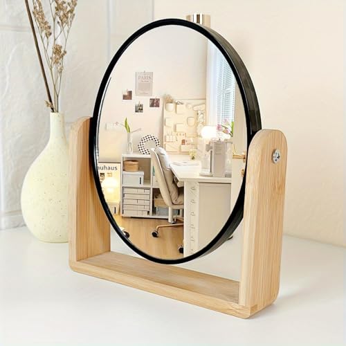 Espejo de maquillaje doble cara con aumento y base giratoria