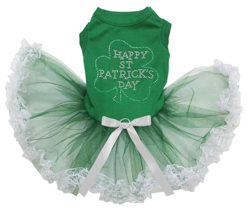 Robe pour chien Happy St Patrick vêtement vert à strass taille L - 2