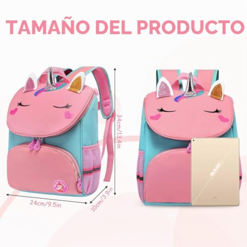 Miniatura 3 de Aucuu Mochila Niña, Mochila Escolar Niña Infantil Escolar, Mochila Unicornio Niña Con Espalda Acolchada Y Cintas Ajustables, Mochila Infantil De Gran Capacidad, Para Primaria, Guardería, 34 24 10cm