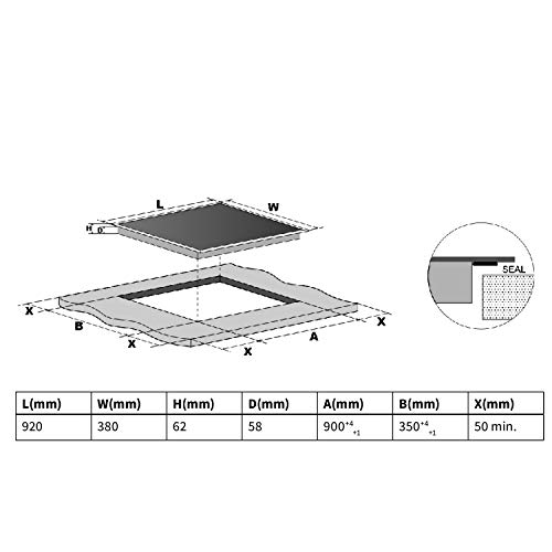 Inductie kookplaat 90 cm / 7,4 kW / 4 Kookzones / 9 vermogensniveaus/Touch Slider / IND9020RL - Image 7