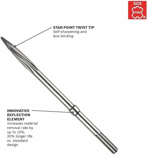 Miniatura 50 de BOSCH HS1918 6 pulgadas x 25 pulgadas SDS-max Martillo Rascador de piso de acero