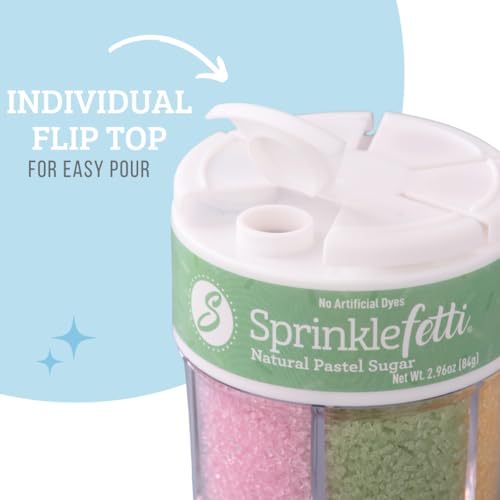 Image of Sweets Indeed Dye Free Sugar Sprinkles, Pastel 6 Cell Edible Sprinkle Mix Perfect for Spring Cake Decorations Baking Ice Cream Cookies Cupcake Topper (Pastel Sugar)