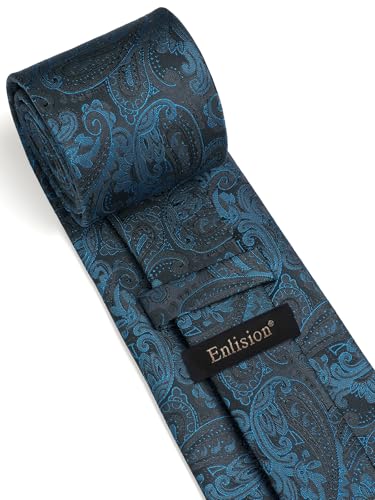 Image of Enlision Mens Ties Solid Color Satin Necktie Ties for men Handkerchief Cufflinks Pocket Squares for Wedding