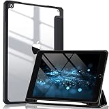 【Maledan】対応iPad 9世代 ケース 2021 第8/第7世代 カバー 2020/2019対応 クリア 透明 アクリル ペンホルダー付き スタンドケース 軽量 薄型 裏全透明 三つ折りスマート オートスリープ機能 10.2インチ