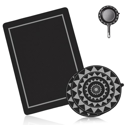 Induktionsmatte 3 Stück, Herdplatten Abdeckungen,Extra Decke Kochfeld Abdeckungsset, Induktionskochfeld schutzmatte, Induktionsschutzmatte Ultra-Robust Herdschutz dank Glasfaser