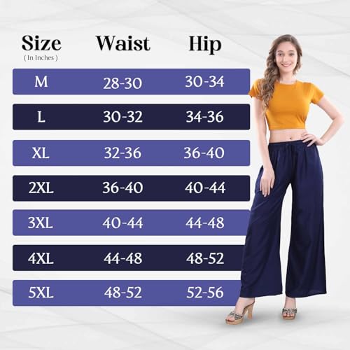 Image of TRASA Women's and Girls Cotton Reyon Regular Fit Palazzo Pants - Available Size - L, XL, 2XL, 3XL