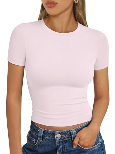 AUTOMET Womens Short Sleeve T Shirts Basic Summer 2025 Workout To...