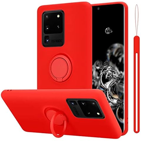 cadorabo cover compatible with Samsung Galaxy S20 ULTRA in LIQUID RED - Mobile Phone Case made of flexible TPU Silicone with Ring - Silicone Cover Protective Ultra Slim Soft Back Case Bumper Cover