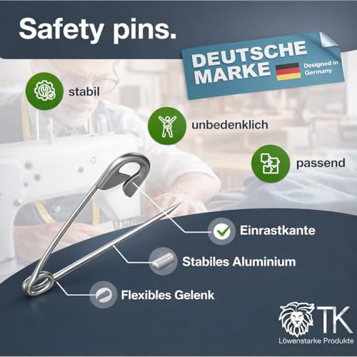 100x Stück Sicherheitsnadeln Mix - Klein & Groß - Safety pins Nadeln Set - Verbandklammern zum Nähen & Schneidern