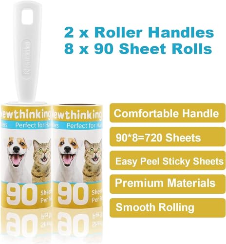 Rodillo para pelo de mascotas Newthinking con 720 hojas pegajosas para sofá y ropa 4