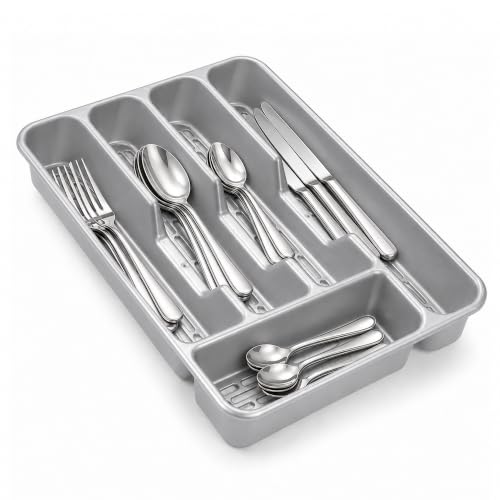Cutlery Drawer Organiser for Kitchen with Compact Tableware Storage Insert