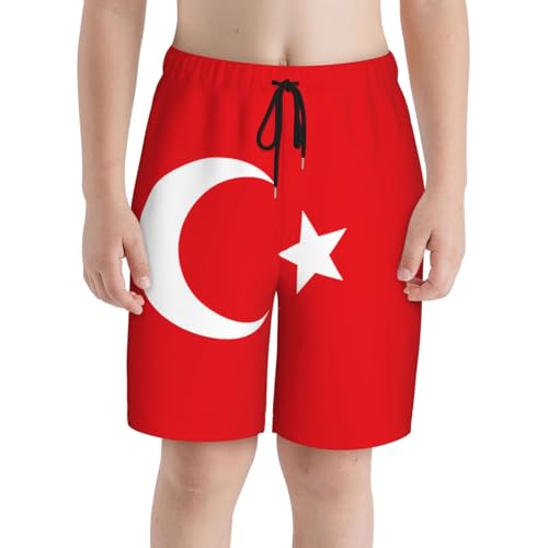 Flag of Turkey Youth Beach Pants, Soft and Breathable, with Drawstring Waist, Suitable for Sports and Leisure.3