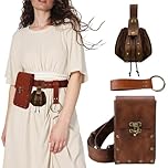 Vercico Medieval Costume Women Accessories Set 4PCS Medieval Belt, Bag & Pouch, Skirt Hike for Medieval Dress, Viking Costume,Renaissance & Fancy Dress Events (Style 01)