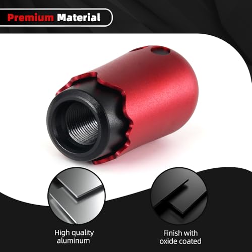 muge racing Ghost Shift Knob, Aluminum Weighted Automotive Gear Shift Manual knobs Lever with 3 Threaded Adapters M8 M10 M12 x 1.25, Universal for Vehicle Funny Cool Spooky Car Accessories (Red)