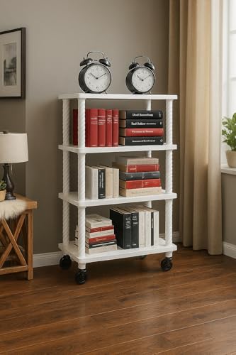 Image of Book Self - Layer Portable Book Shelf, Kids Books Racks for Home Plastic, Bookshelf for Home, Book Shelves, Book Stand, Book Organizer, Book Rack for Study Room /Library /Bedroom (4 Shelf)