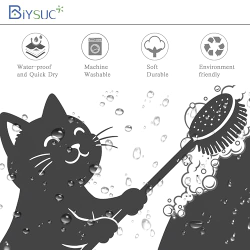 Image of Dinosaur Shower Curtain Funny Dino Cat for Kids Boys Trex Silhouette Animal Shadow Cartoon Black White Bathroom Waterproof Polyester Fabric 72Lx72W Inch with Hooks