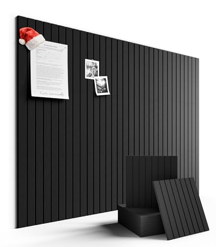 Fluxynara Large Felt Bulletin Board 48\" X 36\" Large Cork Board Alternative-12 Pack with 70 Safe Removable Adhesive Tabs, Cork Boards for Walls Cork Board for Home Office Classroom Pin Board (Black)