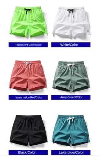 Size 5XL Neon GRN: Quick Dry Swim Shorts, Elastic Waistband with Drawstring, Zipper Pockets, Available in Sizes Medium to 5XL, Available in 6 Colors.2
