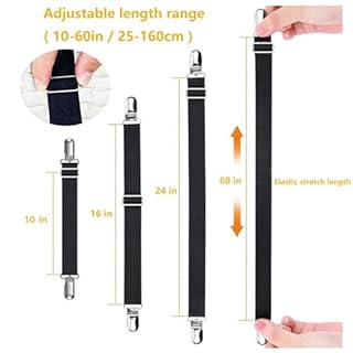 Yoovat Couch Cushion Covers Holder Straps Sofa Couch Covers Sofa Slipcover Holder Clips 10 to 60in(25-160cm) Adjustable Elastic Straps for Sofa Covers Cushion (8 Pcs Black)