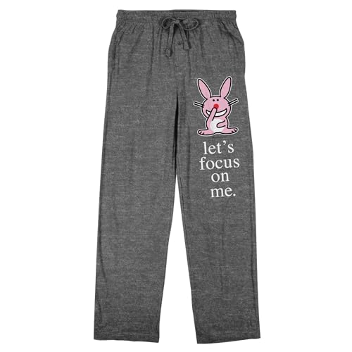 It's Happy Bunny Let's Focus On Me Men's Heather Gray Sleep Pajama Pants