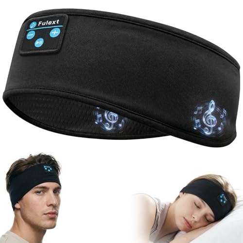Fulext Sleep Headphones Bluetooth 5.4 Wireless Sleep Headphones for Side Sleepers Ultra-Thin Stereo Speakers & Long-Lasting Time Battery Sweat-Proof Earphones (PureBlack)