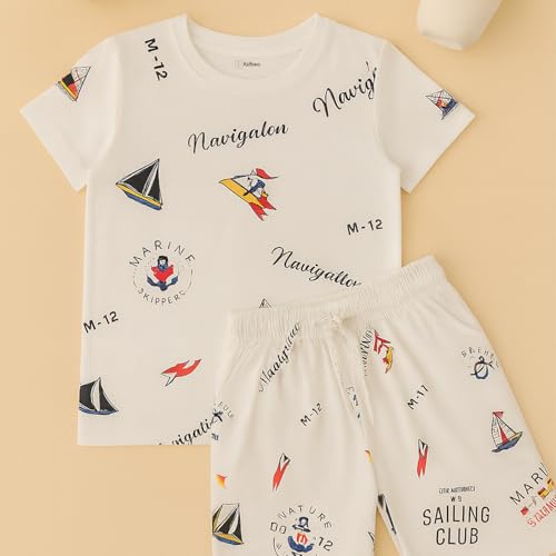 Image of Kidbea Kids Cotton T-Shirt and Shorts Set | Soft Breathable Co-Ord Outfit for Boys | Trendy & Stylish Summer Wear | Boys Clothing Set