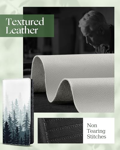 Image of Slohif Checkbook Cover for Personal Duplicate Checks - Leather Check Book Wallet Holder for Women Black Forest Top Side Tear