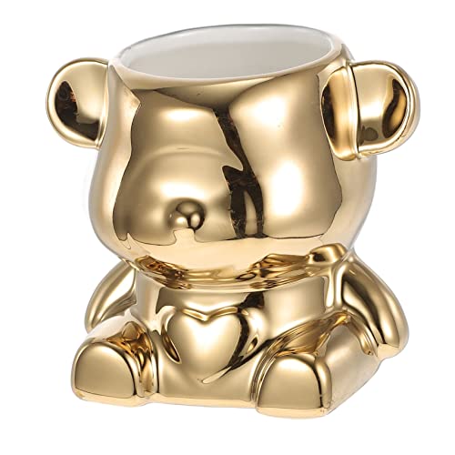 COLLBATH Ceramic Cutlery Holder Bear Shaped Kitchen Utensil Pot for Countertop Storage Elegant Decor Multi Purpose Use for Utensils Pens and Brushes Premium Ceramic Design