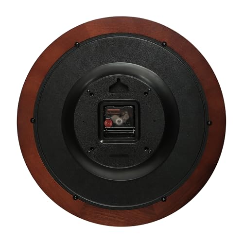 Image of Titan Grandeur Classic Wooden Wall Clock with Textured Dial & Gold Indices Ring, Silent Sweep, Model W0097WA01 | 39 cm x 39 cm x 4 cm