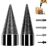 Foret de Fendage de Bois de Chauffage, Fendeur de Buche Electrique 42mm et 32mm, Fendeuse de Buches avec 4 Poignées de Perçage, Acier au Carbone, Fendeuse Bois pour Coupe-Bois,