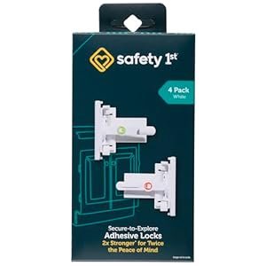 Safety 1st – Secure-to-Explore Adhesive Cabinet Locks Baby Proofing, Child Locks for Cabinets and Drawers (4 Locks), White
