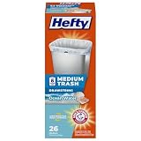 Hefty Medium Trash Bags, 8 Gallon, Ocean Water Scented Garbage Bags with Drawstring Closure, White, 26 Count
