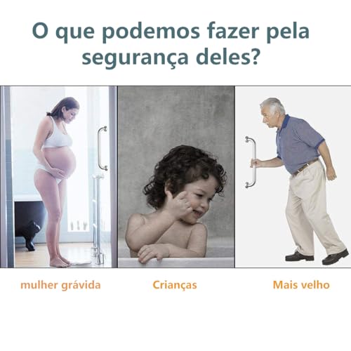 Kit 2 Barras De Apoio De Idoso Para Banheiro 40cm Alça Suporte Silicone De Aço Inoxidável